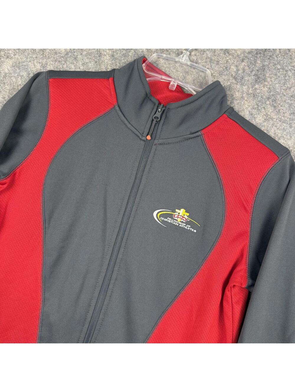 FCA Fellowship of Christian Athletes Full Zip Jacket Women Gray Red Medium 030